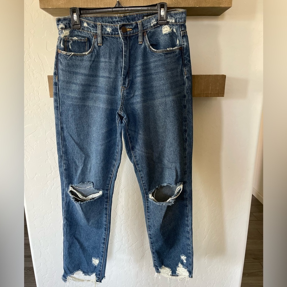 Blank NYC|The Straight Up, Distressed Ripped at the Knee Jeans, Boyfriend Style•